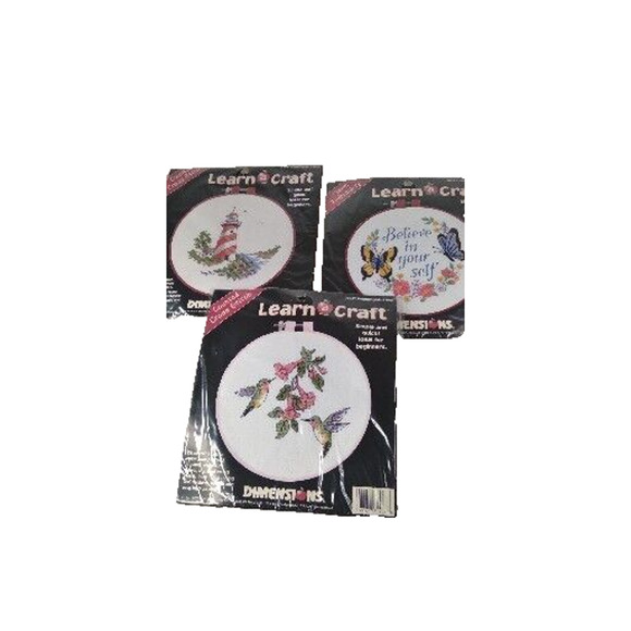 Dimensions Learn A Craft Lighthouse Counted Cross Stitch Birds Butterfly 3 New - Picture 1 of 7